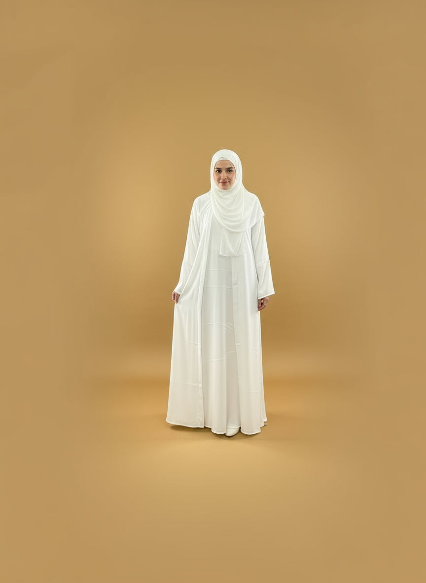 Essential Abaya- White 4 piece set