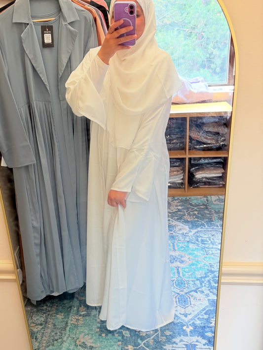 Essential Abaya- White 4 piece set