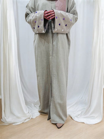Moon Abaya- Beige with 💜 heart