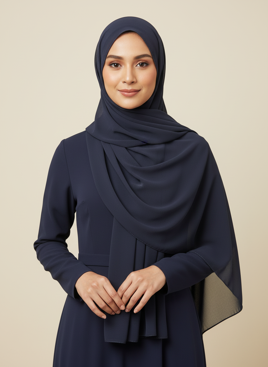 Chiffon hijab- Navy blue