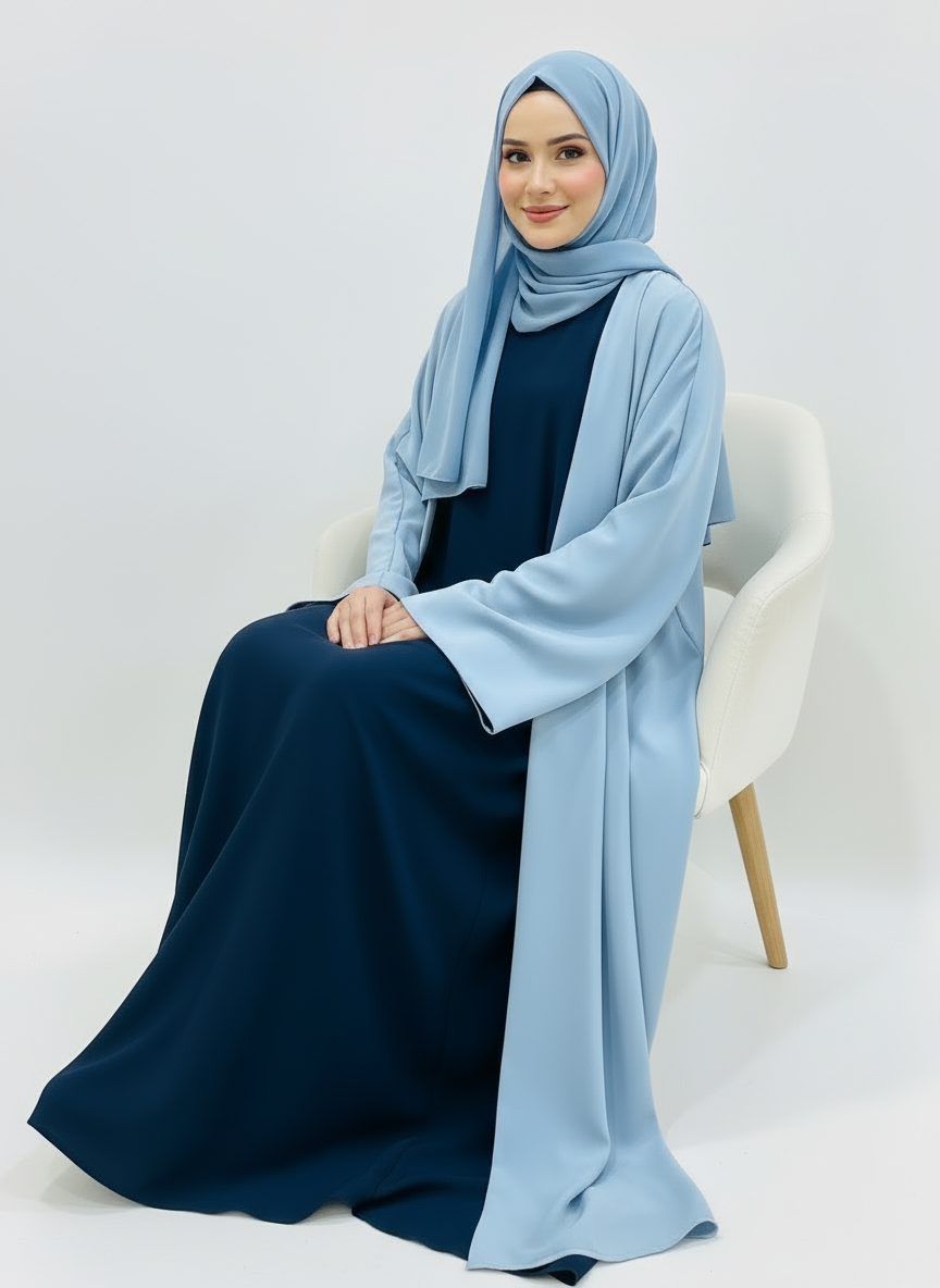 Reversible Abaya- Navy blue/Sky