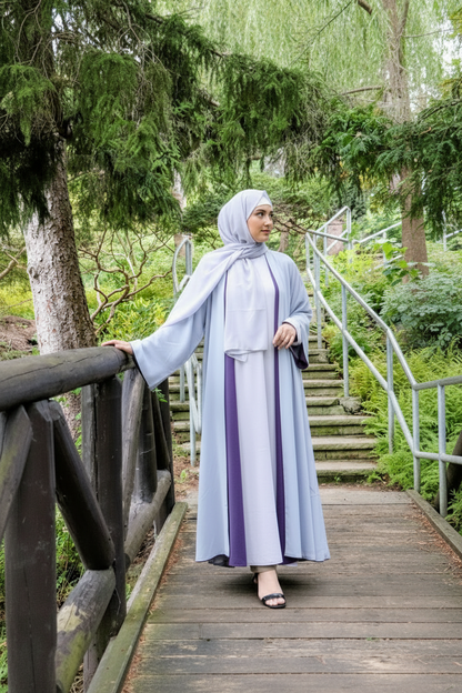 Reversible Abaya in Plum Purple & Dove grey