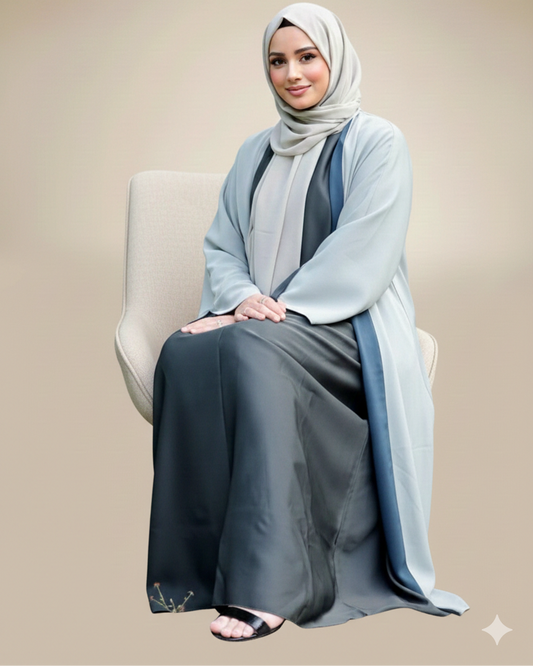 Reversible Abaya in Bottle green/Pista