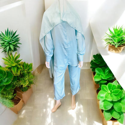 Sky-Blue Relaxed Fit Shirt and Pant Set
