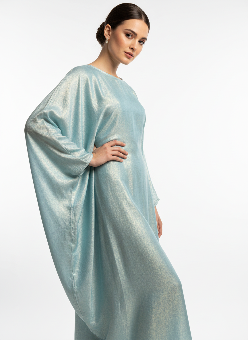 Shiny butterfly abaya-Sky blue