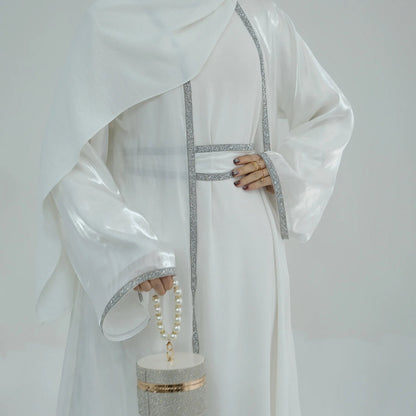 Sarah Diamond Abaya- White
