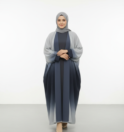 Omre Chiffon 2 shaded abaya- Blue/ Grey