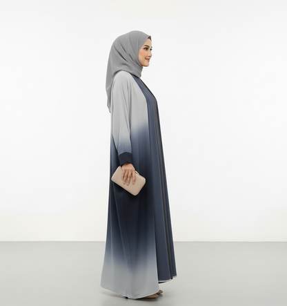 Omre Chiffon 2 shaded abaya- Blue/ Grey