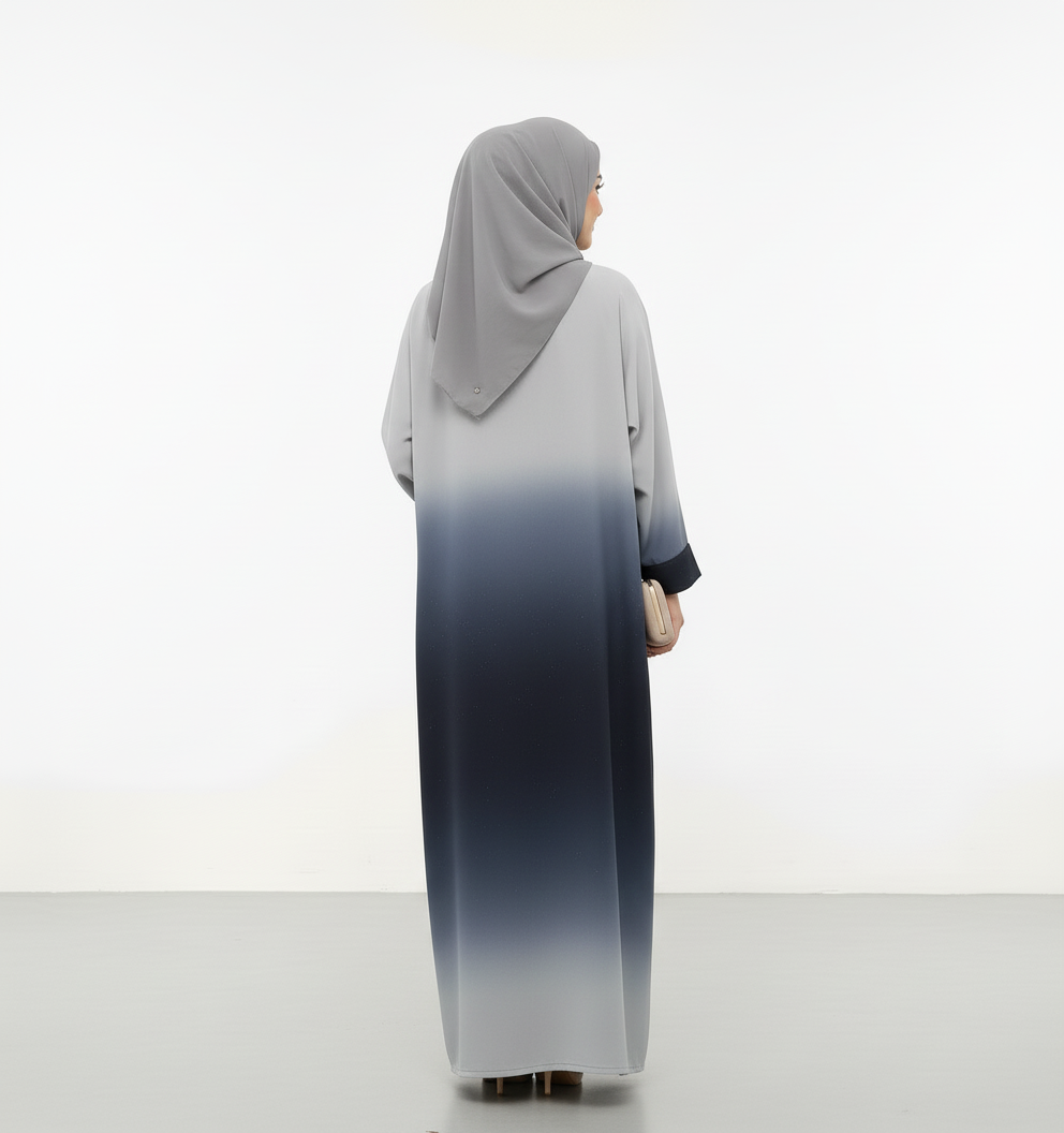 Omre Chiffon 2 shaded abaya- Blue/ Grey