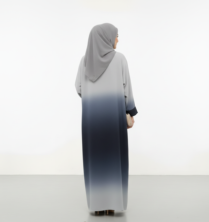 Omre Chiffon 2 shaded abaya- Blue/ Grey