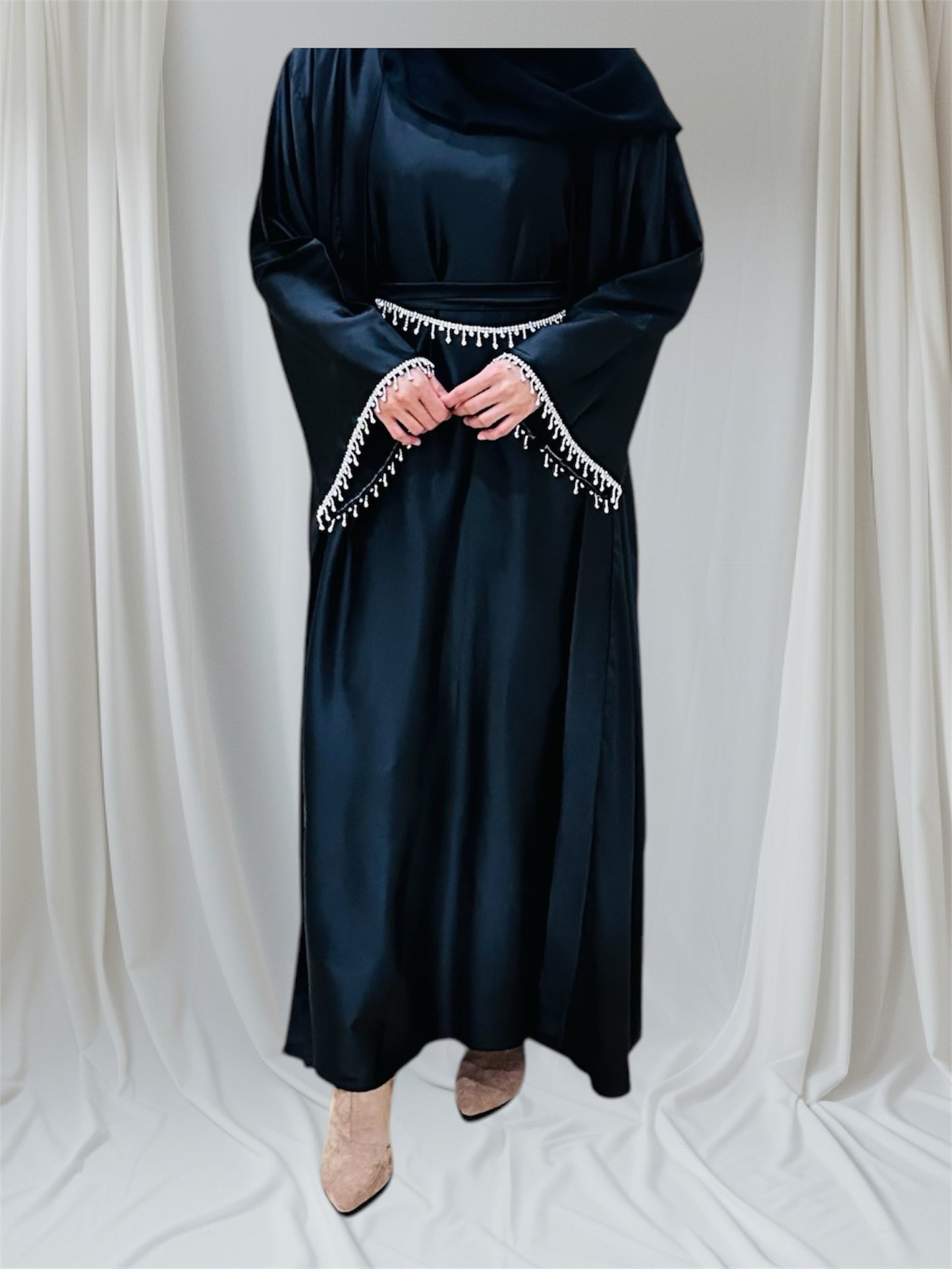 Zeenat Silk abaya- Black
