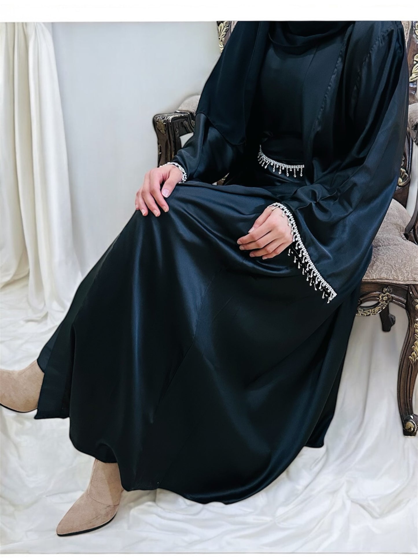 Zeenat Silk abaya- Black