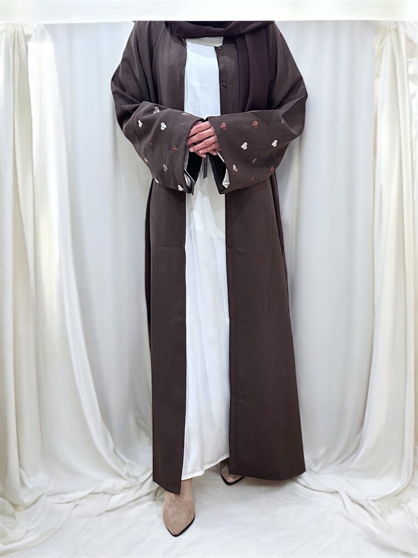 Heart Abaya- Brown