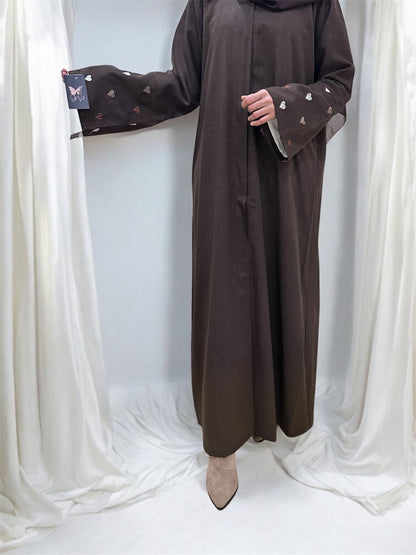 Heart Abaya- Brown