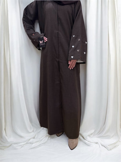 Heart Abaya- Brown