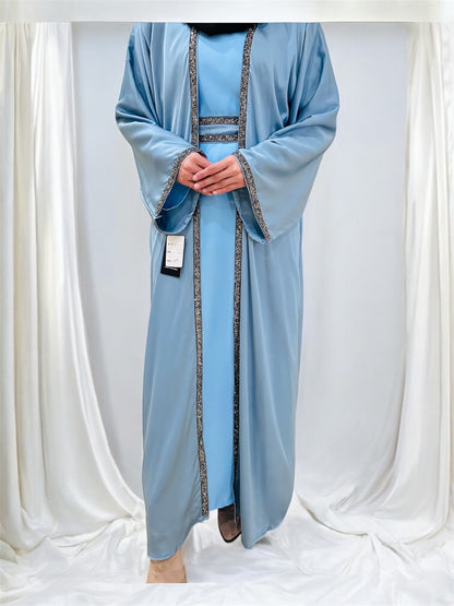 Sarah diamond Abaya-Sky blue