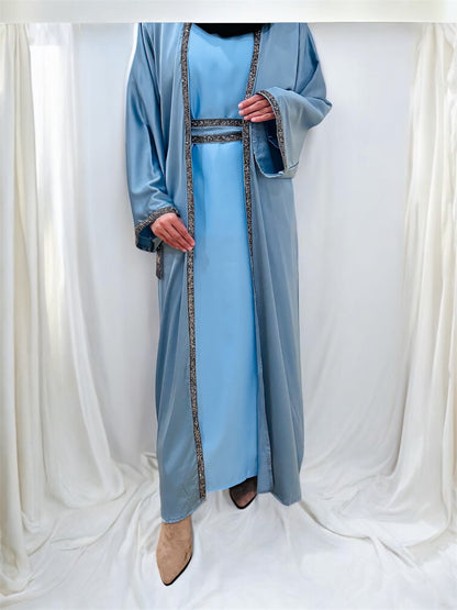 Sarah diamond Abaya-Sky blue