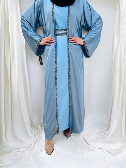 Sarah diamond Abaya-Sky blue