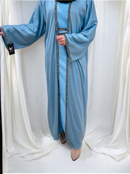 Sarah diamond Abaya-Sky blue