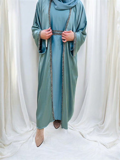 Sarah Diamond Abaya- Teal Blue