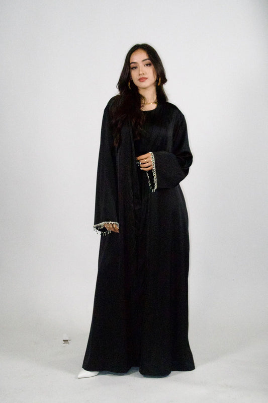 Zeenat Silk abaya- Black
