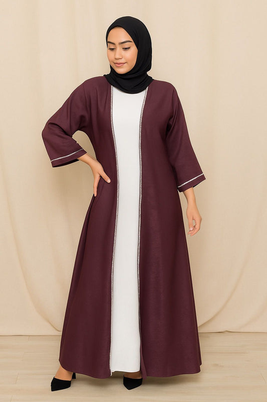 Velvet purple abaya set