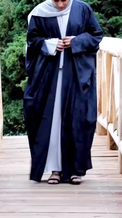 Jacquard Print Abaya-Navy Blue