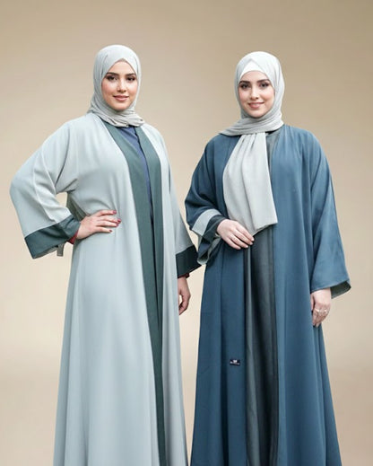 Reversible Abaya in Bottle green/Pista